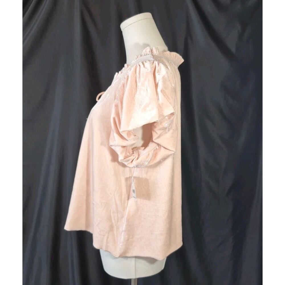 Free People Terese Pink Velvet Flutter Top New W Tag Small Flirty - Picture 7 of 10